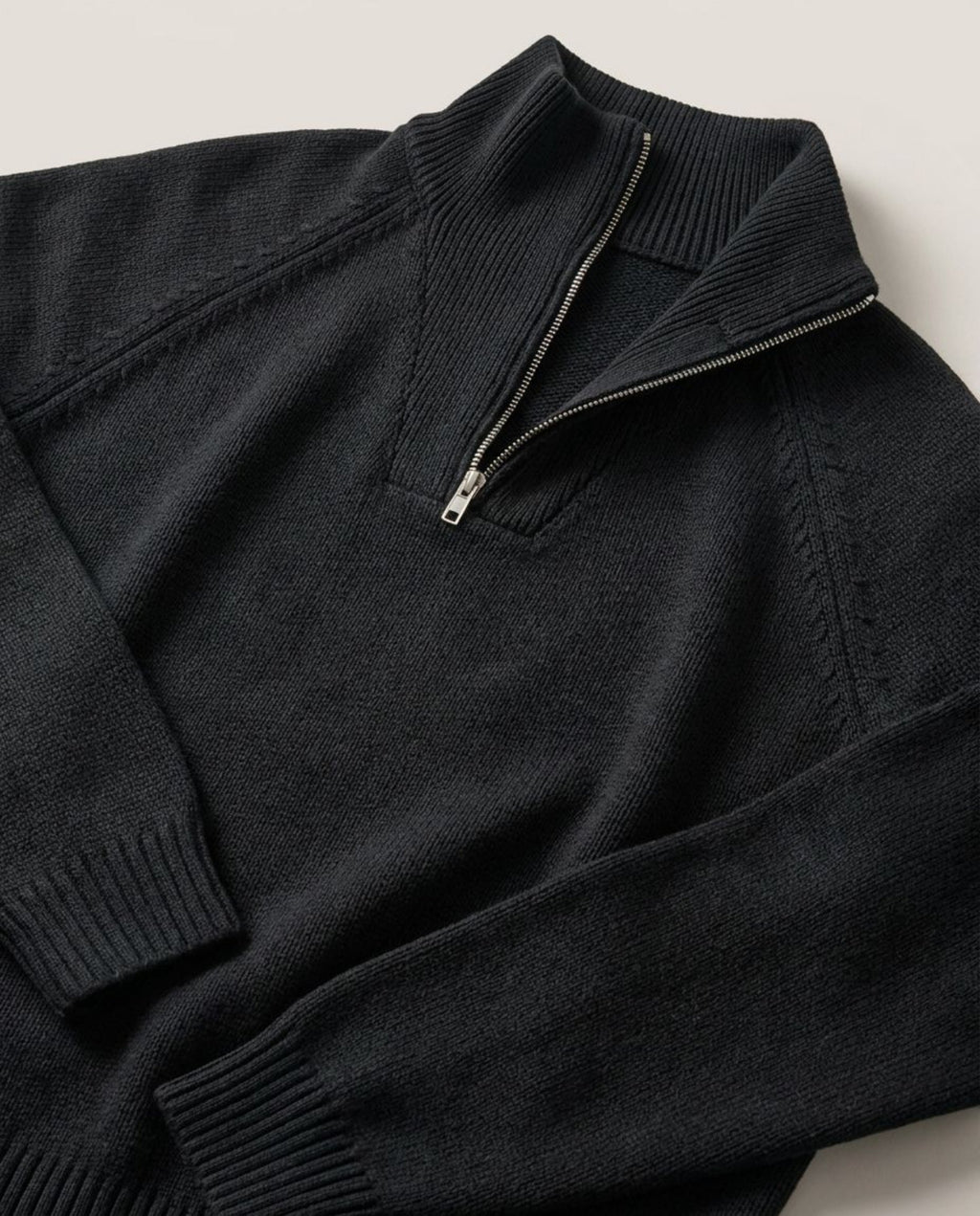 Thick Pure Cotton Quarter-Zip Sweater