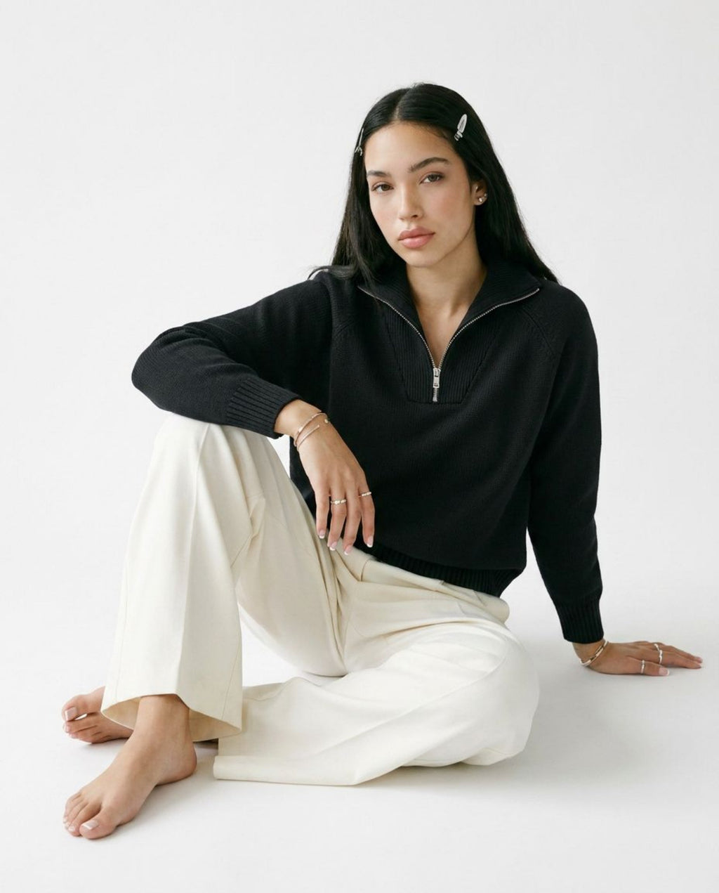 Thick Pure Cotton Quarter-Zip Sweater