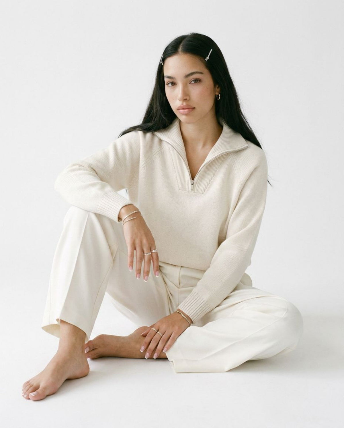 Thick Pure Cotton Quarter-Zip Sweater
