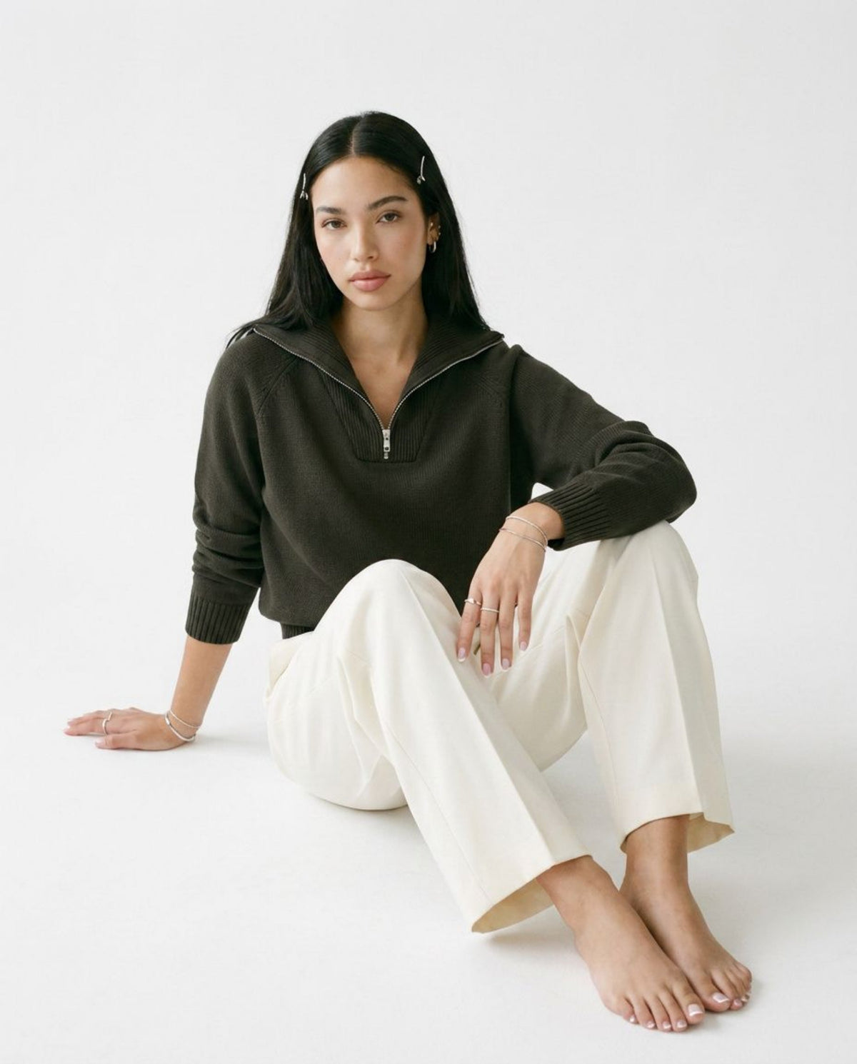 Thick Pure Cotton Quarter-Zip Sweater
